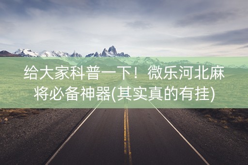 给大家科普一下！微乐河北麻将必备神器(其实真的有挂)