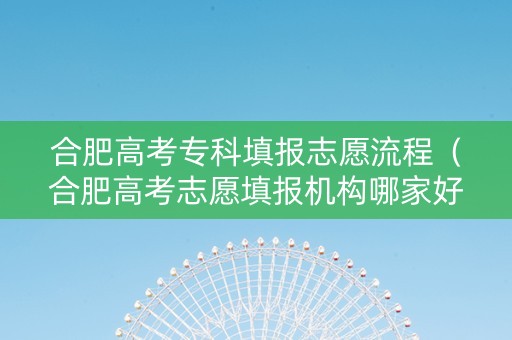 合肥高考专科填报志愿流程（合肥高考志愿填报机构哪家好）