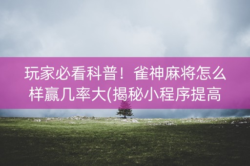 玩家必看科普！雀神麻将怎么样赢几率大(揭秘小程序提高赢的概率)