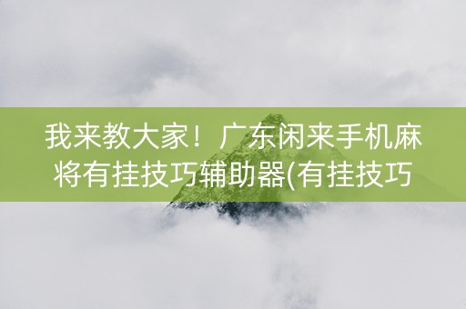 我来教大家！广东闲来手机麻将有挂技巧辅助器(有挂技巧辅助器)