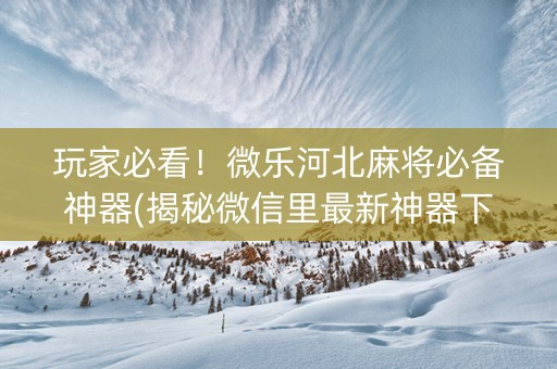 玩家必看！微乐河北麻将必备神器(揭秘微信里最新神器下载)