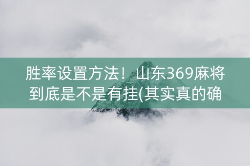 胜率设置方法！山东369麻将到底是不是有挂(其实真的确实有挂)