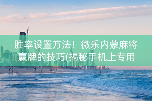 胜率设置方法！微乐内蒙麻将赢牌的技巧(揭秘手机上专用神器)