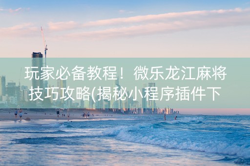 玩家必备教程！微乐龙江麻将技巧攻略(揭秘小程序插件下载)