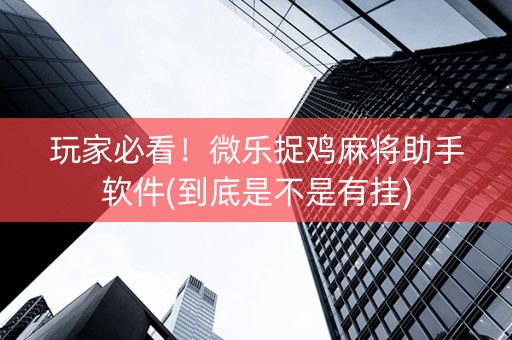 玩家必看！微乐捉鸡麻将助手软件(到底是不是有挂)