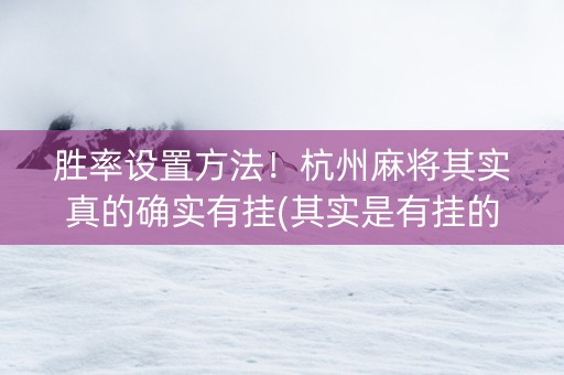 胜率设置方法！杭州麻将其实真的确实有挂(其实是有挂的)