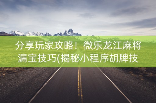 分享玩家攻略！微乐龙江麻将漏宝技巧(揭秘小程序胡牌技巧)