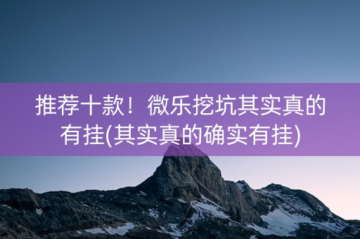 推荐十款！微乐挖坑其实真的有挂(其实真的确实有挂)