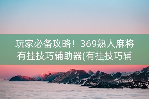玩家必备攻略！369熟人麻将有挂技巧辅助器(有挂技巧辅助器)