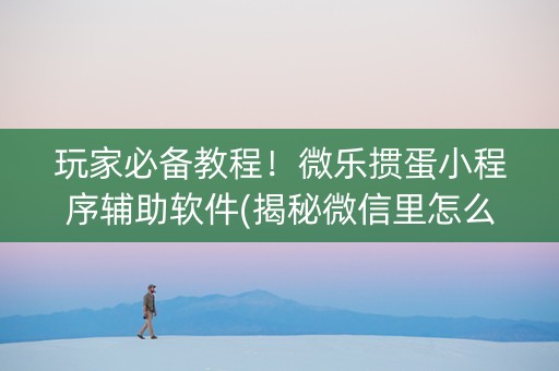 玩家必备教程！微乐掼蛋小程序辅助软件(揭秘微信里怎么容易赢)