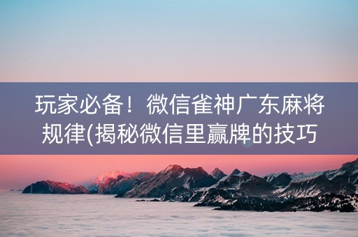 玩家必备！微信雀神广东麻将规律(揭秘微信里赢牌的技巧)