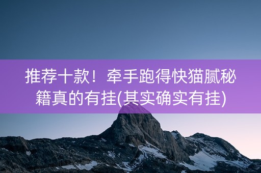 推荐十款！牵手跑得快猫腻秘籍真的有挂(其实确实有挂)