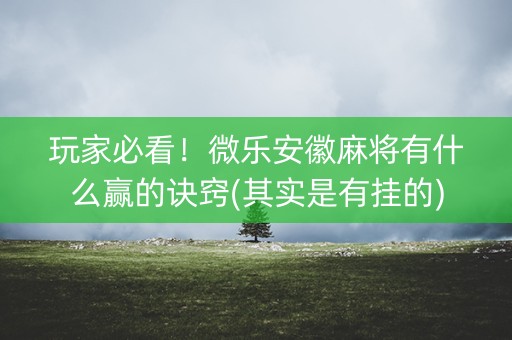 玩家必看！微乐安徽麻将有什么赢的诀窍(其实是有挂的)