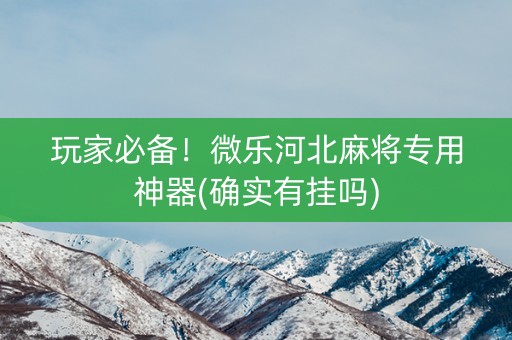 玩家必备！微乐河北麻将专用神器(确实有挂吗)