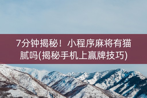7分钟揭秘！小程序麻将有猫腻吗(揭秘手机上赢牌技巧)