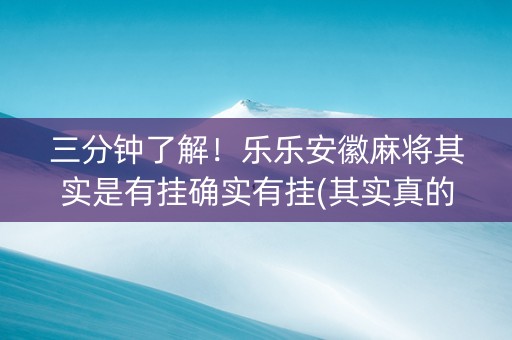 三分钟了解！乐乐安徽麻将其实是有挂确实有挂(其实真的有挂)