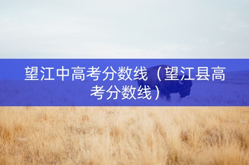 望江中高考分数线（望江县高考分数线）
