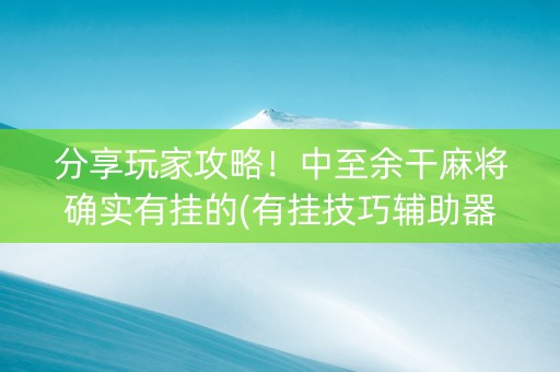 分享玩家攻略！中至余干麻将确实有挂的(有挂技巧辅助器)