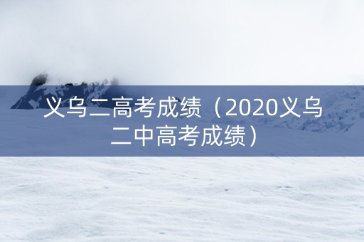 义乌二高考成绩（2020义乌二中高考成绩）