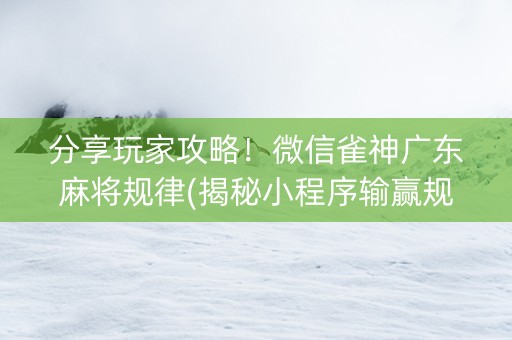 分享玩家攻略！微信雀神广东麻将规律(揭秘小程序输赢规律)
