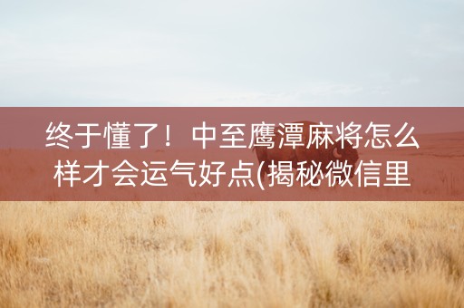 终于懂了！中至鹰潭麻将怎么样才会运气好点(揭秘微信里输赢技巧)