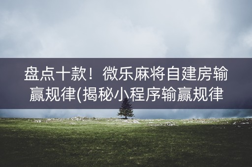 盘点十款！微乐麻将自建房输赢规律(揭秘小程序输赢规律)