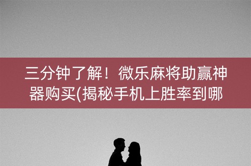 三分钟了解！微乐麻将助赢神器购买(揭秘手机上胜率到哪调)