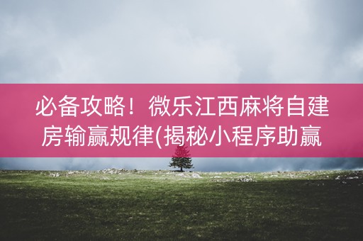 必备攻略！微乐江西麻将自建房输赢规律(揭秘小程序助赢神器购买)