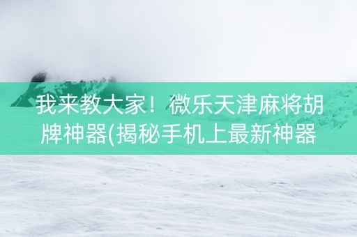 我来教大家！微乐天津麻将胡牌神器(揭秘手机上最新神器下载)