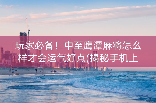 玩家必备！中至鹰潭麻将怎么样才会运气好点(揭秘手机上提高胜率)