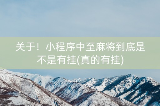 关于！小程序中至麻将到底是不是有挂(真的有挂)