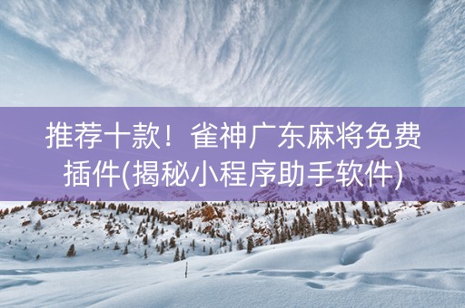 推荐十款！雀神广东麻将免费插件(揭秘小程序助手软件)