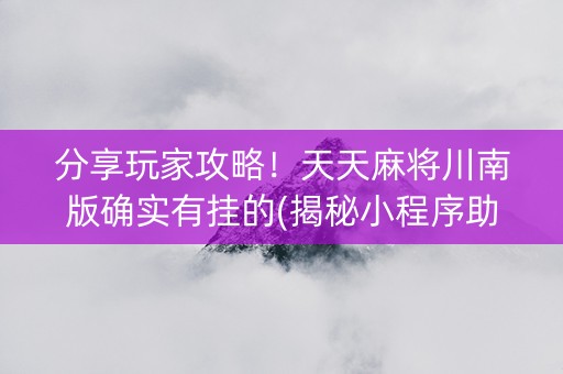 分享玩家攻略！天天麻将川南版确实有挂的(揭秘小程序助赢神器)