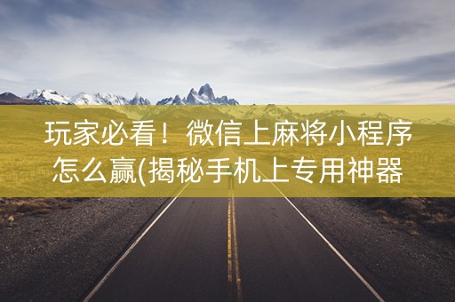 玩家必看！微信上麻将小程序怎么赢(揭秘手机上专用神器下载)