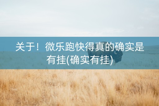 关于！微乐跑快得真的确实是有挂(确实有挂)