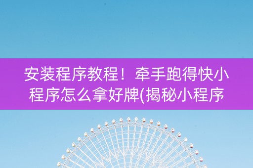 安装程序教程！牵手跑得快小程序怎么拿好牌(揭秘小程序输赢技巧)