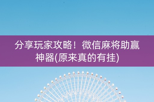分享玩家攻略！微信麻将助赢神器(原来真的有挂)