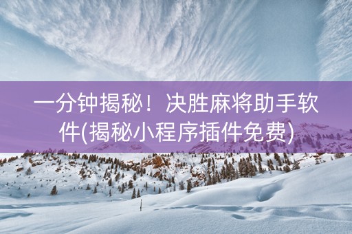 一分钟揭秘！决胜麻将助手软件(揭秘小程序插件免费)
