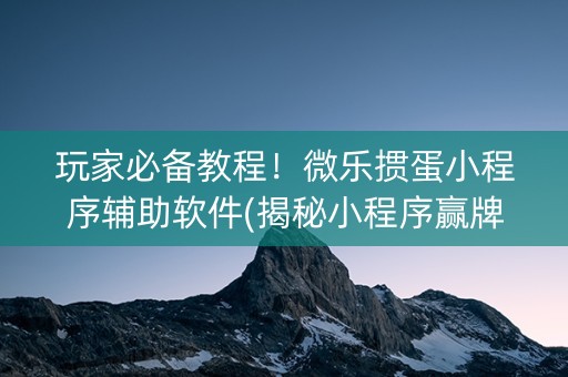 玩家必备教程！微乐掼蛋小程序辅助软件(揭秘小程序赢牌技巧)