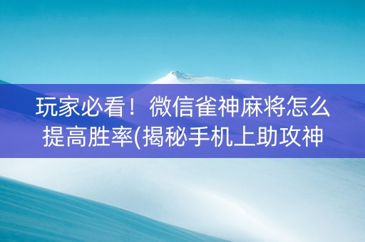 玩家必看！微信雀神麻将怎么提高胜率(揭秘手机上助攻神器)
