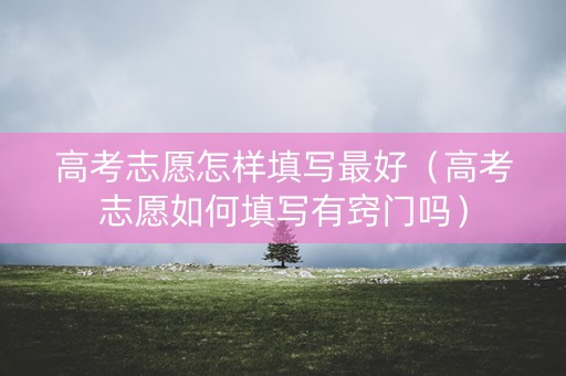 高考志愿怎样填写最好（高考志愿如何填写有窍门吗）
