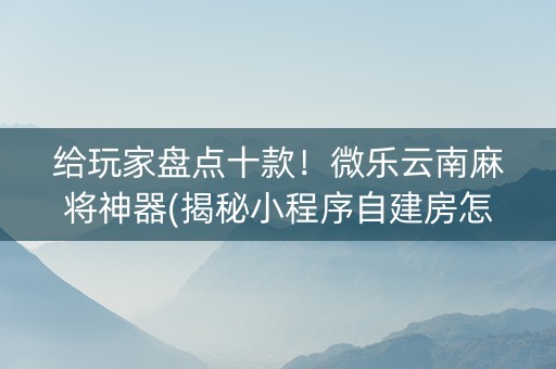 给玩家盘点十款！微乐云南麻将神器(揭秘小程序自建房怎么赢)