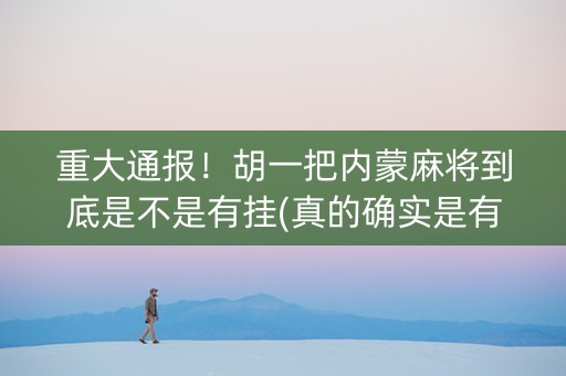 重大通报！胡一把内蒙麻将到底是不是有挂(真的确实是有挂)