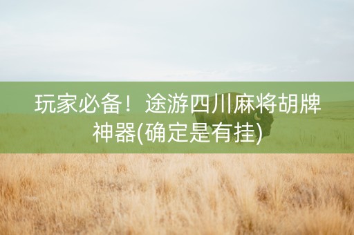 玩家必备！途游四川麻将胡牌神器(确定是有挂)