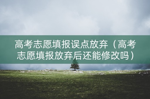 高考志愿填报误点放弃（高考志愿填报放弃后还能修改吗）
