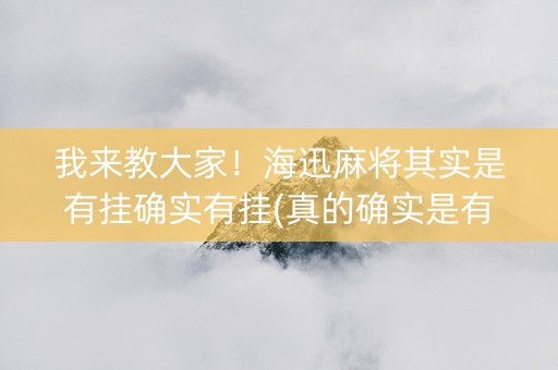 我来教大家！海迅麻将其实是有挂确实有挂(真的确实是有挂)