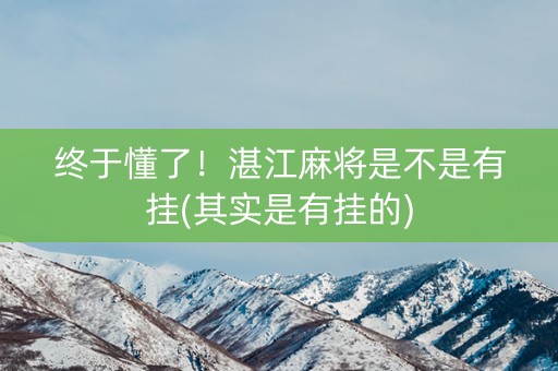 终于懂了！湛江麻将是不是有挂(其实是有挂的)
