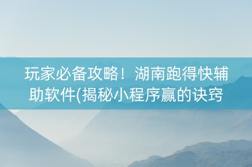 玩家必备攻略！湖南跑得快辅助软件(揭秘小程序赢的诀窍)