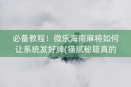 必备教程！微乐海南麻将如何让系统发好牌(猫腻秘籍真的有挂)