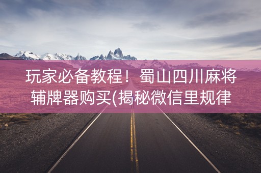 玩家必备教程！蜀山四川麻将辅牌器购买(揭秘微信里规律攻略)